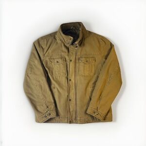 Levis Mens Brown Cotton Canvas Quilted Field Trucker Jacket Mock Neck MEDIUM